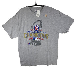 CHICAGO CUBS 2016 World Series Champions MLB Gray T-Shirt Men's L - New W/ Tags